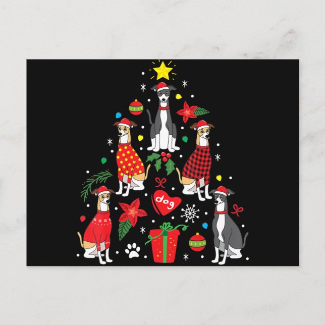 Italian Greyhound Christmas Ornament Tree Dog Mom Holiday Postcard (Front)