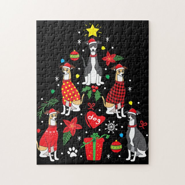 Italian Greyhound Christmas Ornament Tree Dog Mom Jigsaw Puzzle (Vertical)