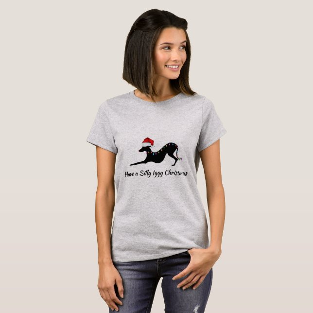 Italian Greyhound Christmas Shirt. T-Shirt (Front Full)