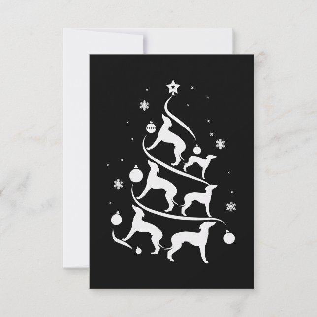 italian greyhound  christmas tree dog lover RSVP card (Front)