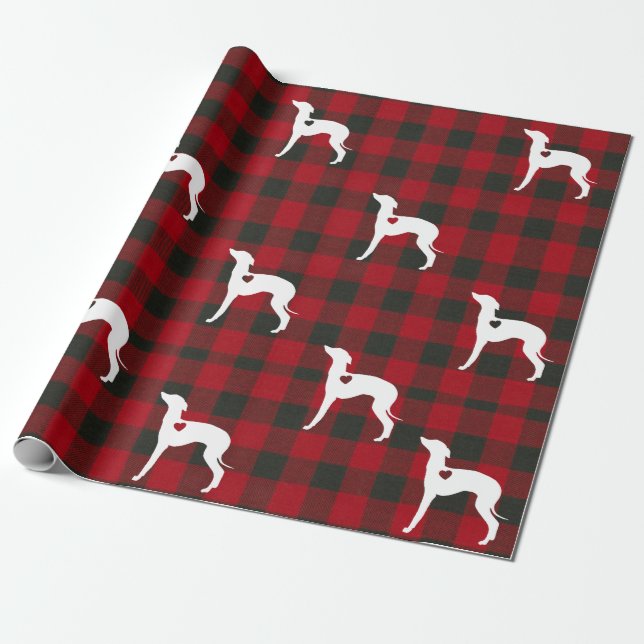 Italian Greyhound Christmas Wrapping Paper Check (Unrolled)