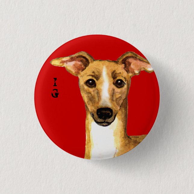 Italian Greyhound Colour Block 1 Inch Round Button (Front)
