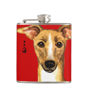 Italian Greyhound Colour Block Hip Flask