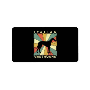 italian greyhound dog 70s gift label