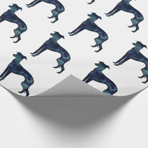 Italian Greyhound Dog Black Watercolor Silhouette Wrapping Paper
