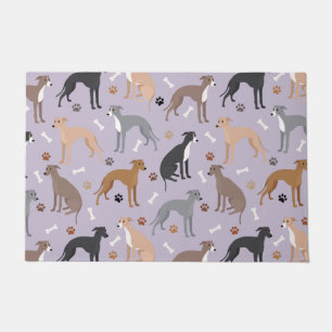 Italian Greyhound Dog Bones and Paws Doormat