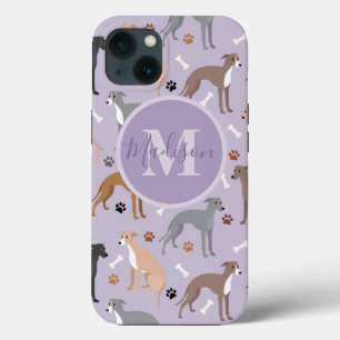 Italian Greyhound Dog Bones and Paws Name Monogram iPhone 13 Case