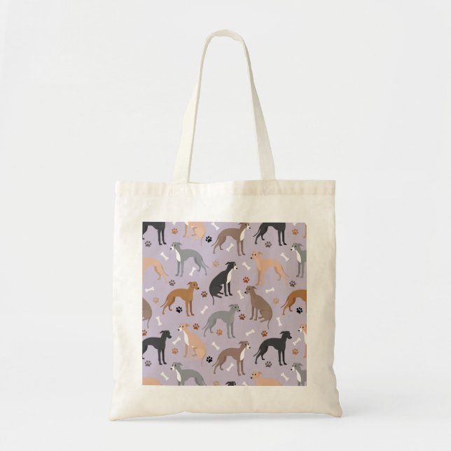 Italian Greyhound Dog Bones and Paws Tote Bag (Front)