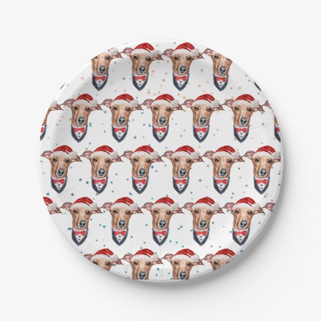 Italian Greyhound Dog Breed Christmas Paper Plate (Front)