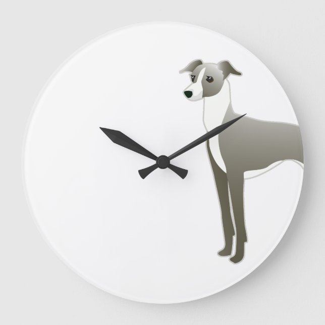 Italian Greyhound Dog Breed Illustration Silhouett Large Clock (Front)