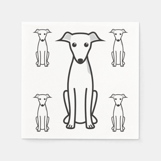 Italian Greyhound Dog Cartoon Napkin (Front)