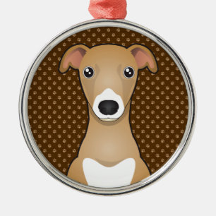 Italian Greyhound Dog Cartoon Paws Metal Ornament