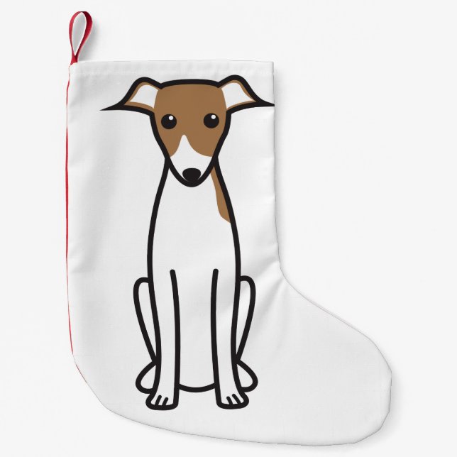 Italian Greyhound Dog Cartoon Small Christmas Stocking (Front)