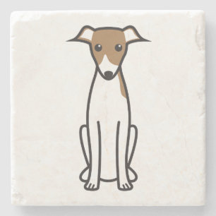 Italian Greyhound Dog Cartoon Stone Coaster