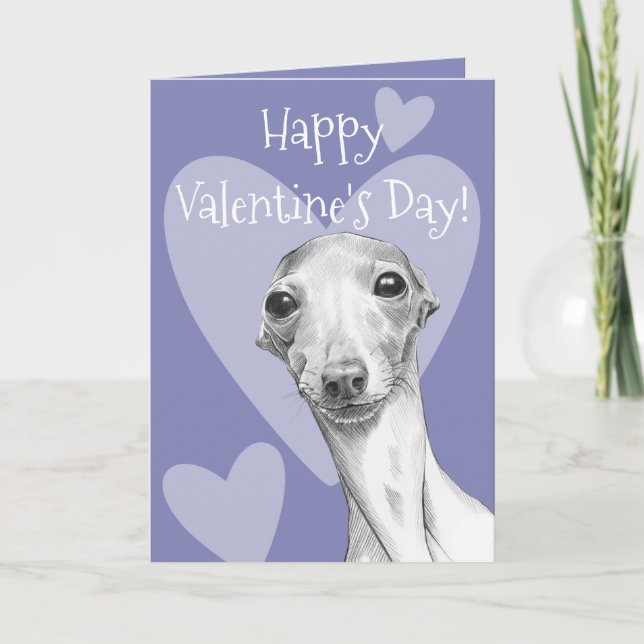 Italian Greyhound dog Cute Valentines day Love Holiday Card (Front)