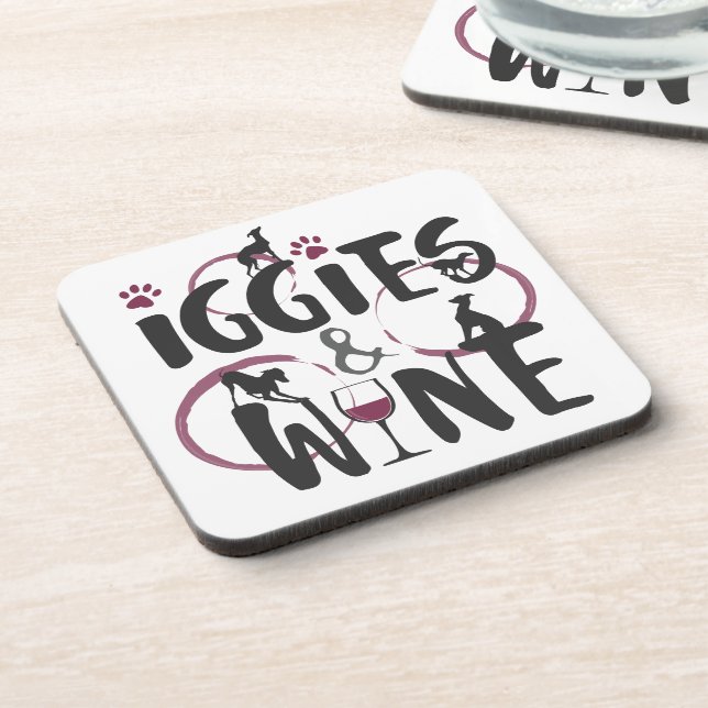 Italian Greyhound Dog owner Wine lover Funny text Coaster (Left Side)