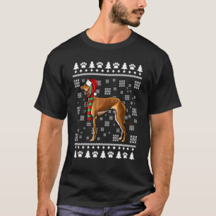 Italian Greyhound Dog Santa Hat Xmas Ugly Christma T-Shirt