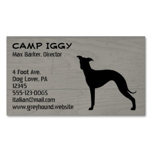 Italian Greyhound Dog Silhouette Faux Wood Style Magnetic Business Card