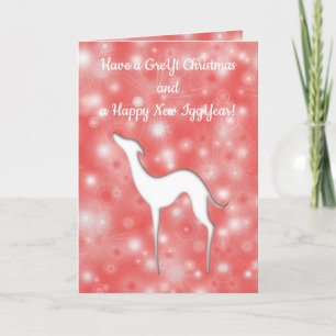 Italian Greyhound Dog silhouette Fun text on red Holiday Card