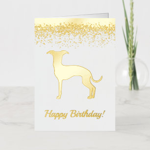 Italian Greyhound Dog Silhouette With Custom Text Foil Greeting Card