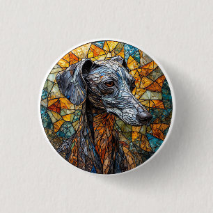 Italian Greyhound dog Stained Glass Art 1 Inch Round Button
