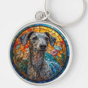 Italian Greyhound dog stained glass art Keychain