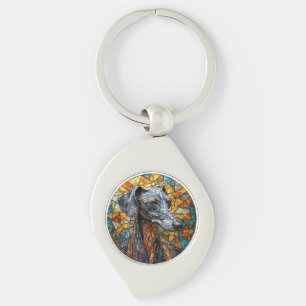 Italian Greyhound dog Stained Glass Art Keychain