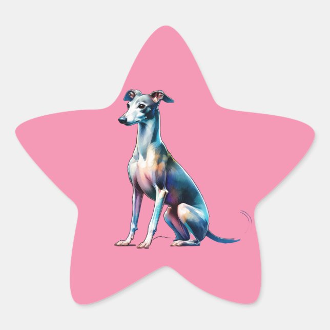 Italian Greyhound Dog Star Sticker (Front)