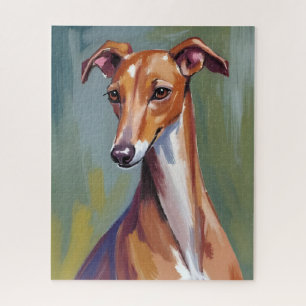 Italian Greyhound Dog Watercolor Pet Painting Jigsaw Puzzle