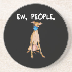 italian greyhound ew people dog wearing face mask coaster