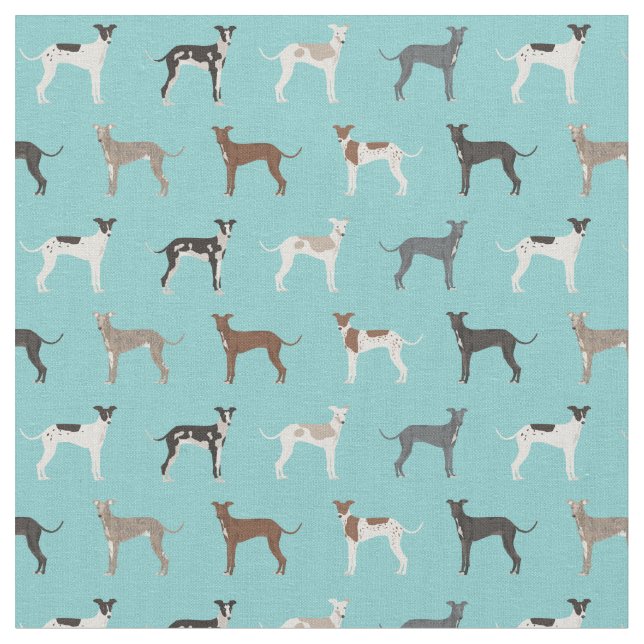 italian greyhound fabric light blue (Close Up)