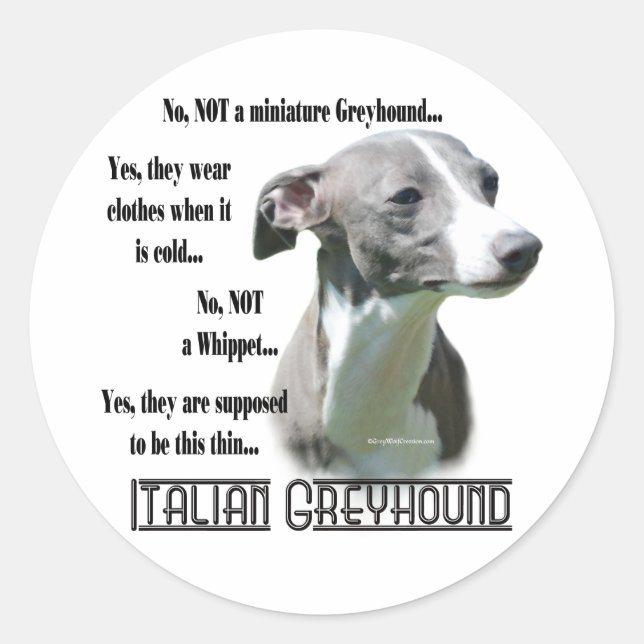 Italian Greyhound FAQ Sticker (Front)