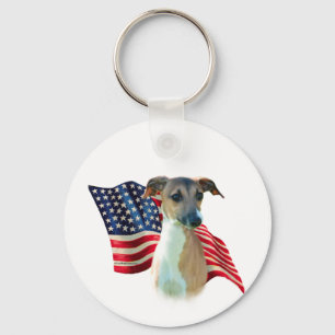 Italian Greyhound Flag Keychain