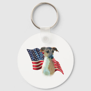Italian Greyhound Flag Keychain