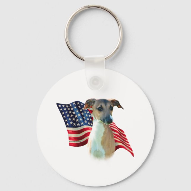 Italian Greyhound Flag Keychain (Front)