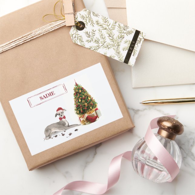 Italian Greyhound Funny Christmas Dog with Tree Sticker (Gifting)