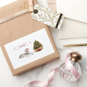 Italian Greyhound Funny Christmas Dog with Tree Sticker