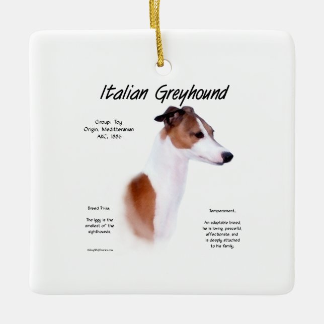 Italian Greyhound History Design Ceramic Ornament (Front)