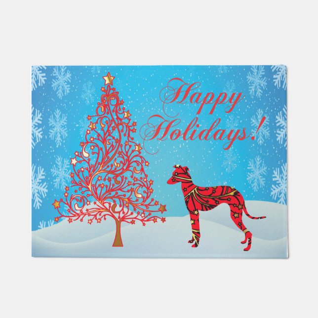 Italian Greyhound Holiday  Doormat (Front)