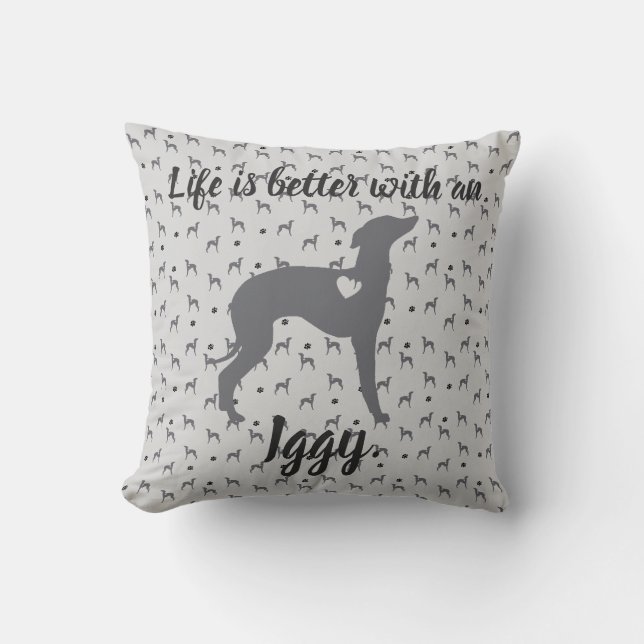 Italian Greyhound Home Pillow Iggy Rescue Dog. (Front)