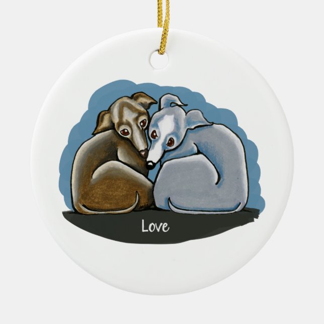 Italian Greyhound Huddle Ceramic Ornament (Front)