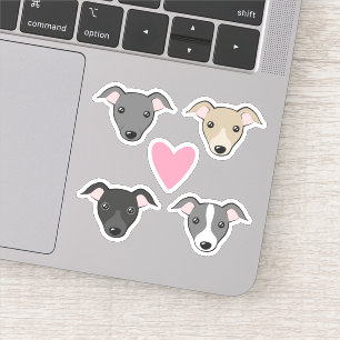 Italian greyhound Iggy Pink heart Cute cartoon Set