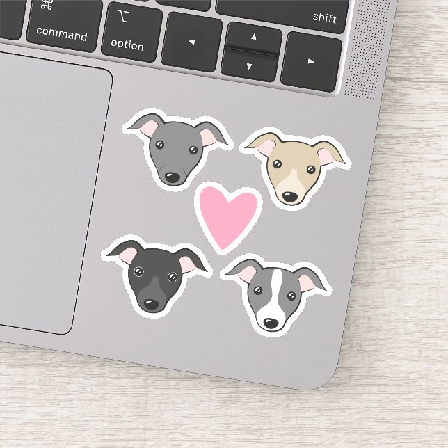 Italian greyhound Iggy Pink heart Cute cartoon Set (Detail)