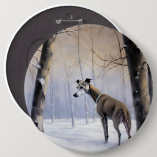 Italian Greyhound Let It Snow Christmas 6 Inch Round Button