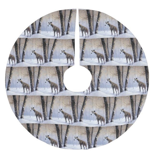 Italian Greyhound Let It Snow Christmas Brushed Polyester Tree Skirt (Front)