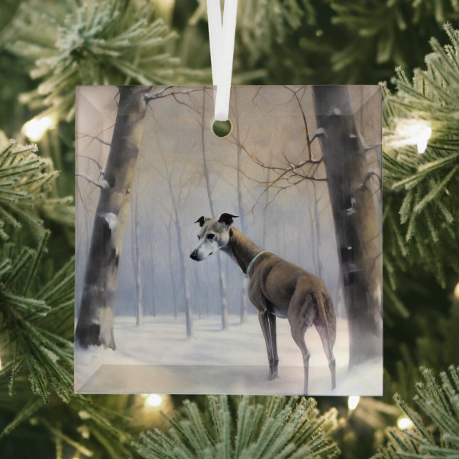Italian Greyhound Let It Snow Christmas Glass Ornament (Insitu)