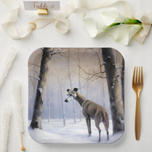 Italian Greyhound Let It Snow Christmas Paper Plate