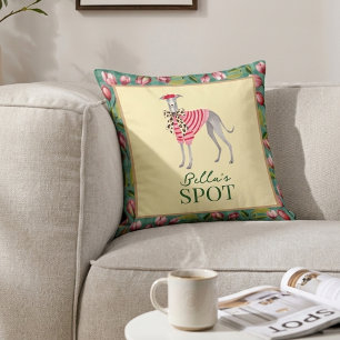 Italian Greyhound Magnolia Chequered Throw Pillow