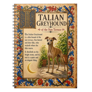 Italian Greyhound, Medieval Bestiary Art Notebook