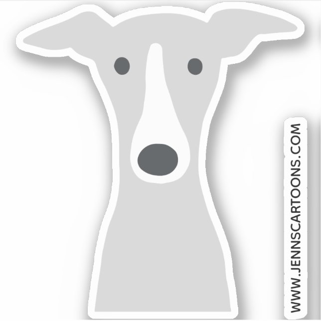 Italian Greyhound or Whippet Cute Cartoon Dog Face (Front)